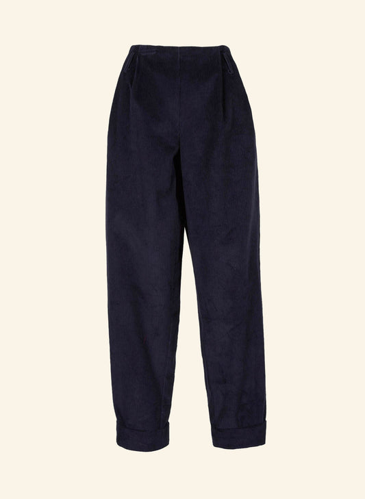 Rosari - Pantaloni Donna Navy a Coste Eleganti Moderni