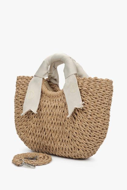 Dafne - Borsa Cestino Intrecciata Beige Donna Elegante