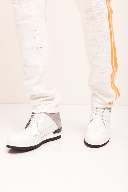 Antonio - Jeans a Righe Spruzzate Arancioni Bianco
